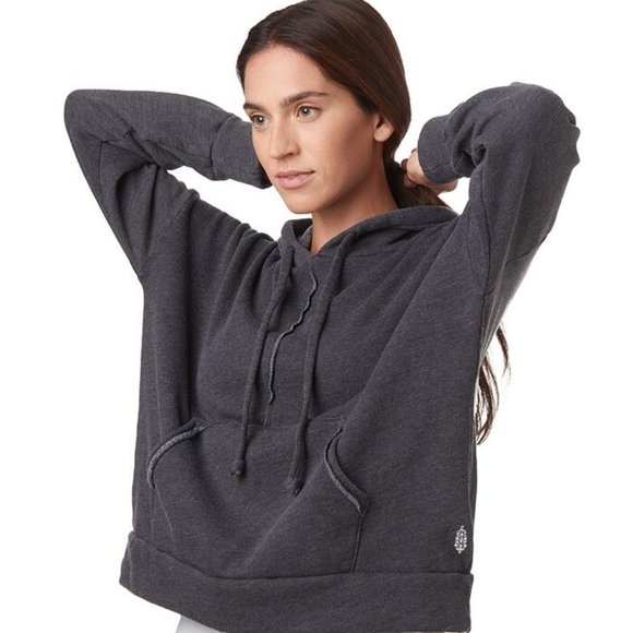 Free People Tops - Free People Heathered Grey Work It Out Hoodie. M